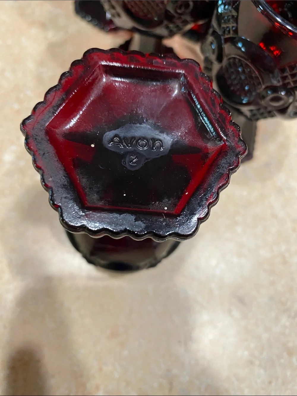Set Of 6 Vintage Avon Ruby Red Cape Cod Small Goblets/Wine Glasses EUC